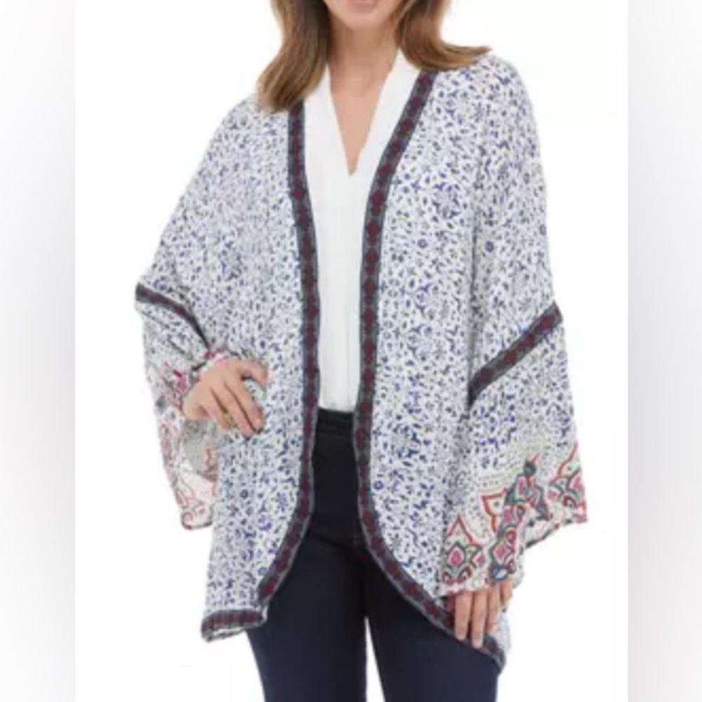 Oversized New Directions Lantern Sleeve Floral Boho Kimono